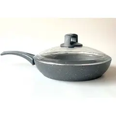 BONERA - Sartén Granito Gris Inducción 24cm Con Tapa de Vidrio-