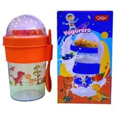 GENERICO - VASO YOGURERO ANARANJADO DINOSAURIO-GENERICO