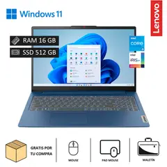 LENOVO - Laptop IdeaPad Slim 3 15.6" FHD Core i5-12450H 4.4GHz, 16GB RAM DDR5-4800 - 512GB SSD M.2