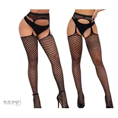 GENERICO - Panti medias negro porta ligas mujer STRIP