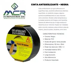 GENERICO - CINTA ANTIDESLIZANTE PVC DE 5CM DE ANCHO X18 METROS LARGO NEGRO