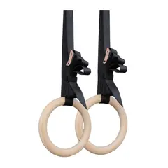 GENERICO - Anillos de Gimnasia de Madera con correas ajustables