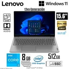 LENOVO - Laptop V15 G4 IRU Intel Core i3-1315U 8GB RAM 512GB SSD 15.6" FHD - 83A100EMLM