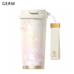 GERM - Vaso Térmico De Acero Inox Flores Blanco 500ml / 19.6 Oz