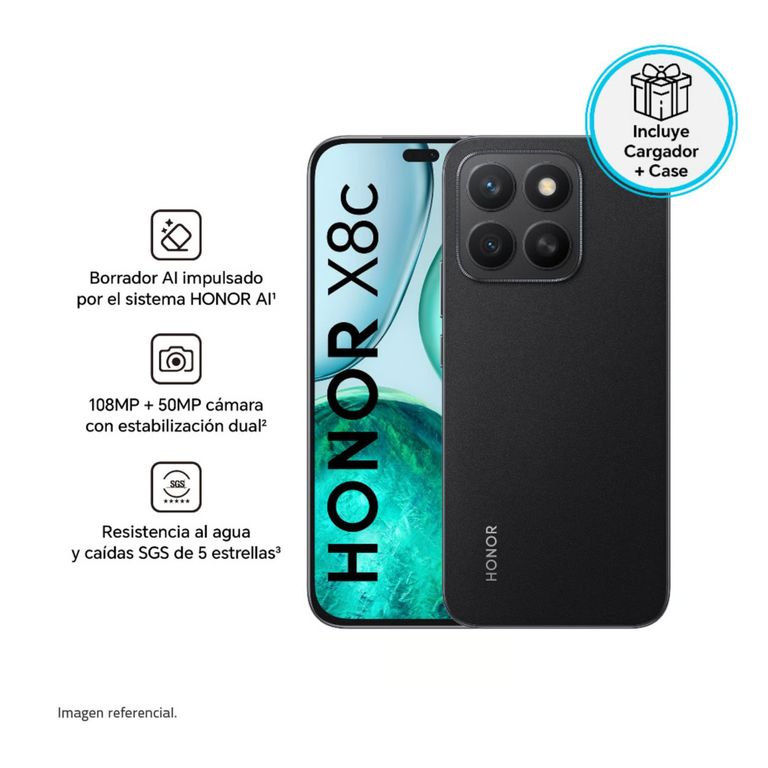 X8C 256GB 8GB RAM cámara principal 108MP + 5MP frontal 50MP 65 Pulg Negro