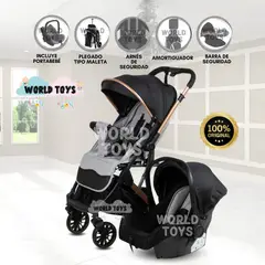BABY - Coche Maleta Para Bebé «J SPARROW» con Portabebé Gris