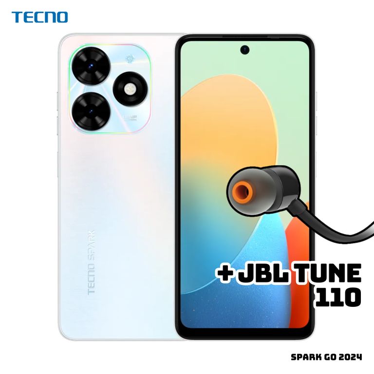 CELULAR TECNO SPARK GO 2024 2GB RAM 64GB ROM - MISTERY WHITE + JBL TUNE 110