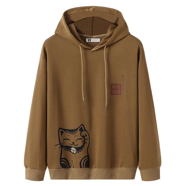 Polera Hombre Marron Estampado Gatito