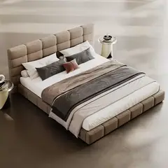 GENERICO - Cama Sofia Cuadros King Plz - Marrón