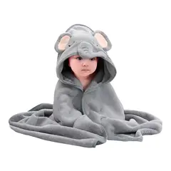 BUYPAL - Toalla de Baño para Bebe con Capucha Suave y Acogedora Gris