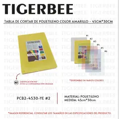 TIGERBEE - TABLA PARA PICAR 45x30 POLIETILENO AMARILLO