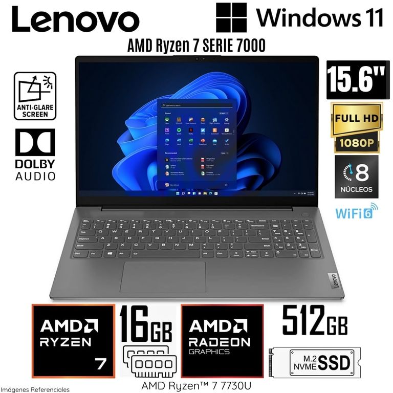 Laptop V15 G4 ABP AMD Ryzen 7-7730U 16GB RAM 512GB SSD 15.6" FHD - 82YY002YLM