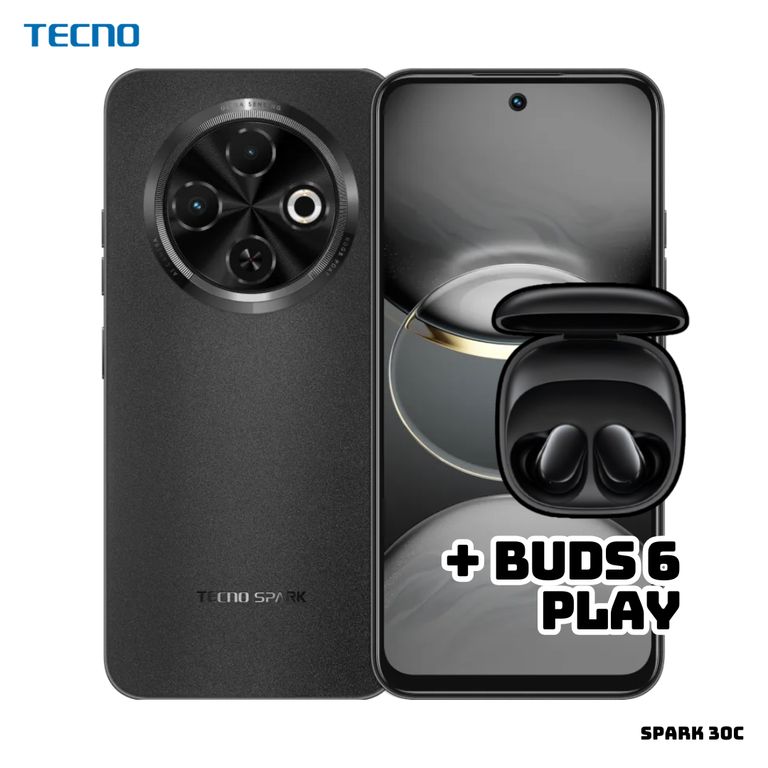 CELULAR TECNO SPARK 30C 4GB RAM 256 ROM - ORBIT BLACK + BUDS 6 PLAY