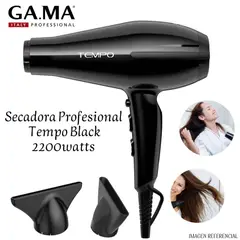 GAMA - Secadora Tempo Ceramic Ion Profesional 2200 Watts - NEGRO