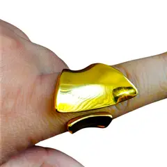 GENERICO - Anillo de Diseño Irregular Acero Inoxidable Enchapado en oro de 18K