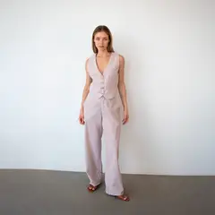 EVANIC - CHALECO SASTRE LINO CAFE