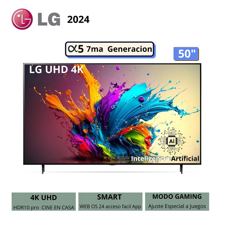 Televisor 50 Pulg. LED Smart TV 4K UHD con ThinQ AI 50UT7300 Modelo 2024