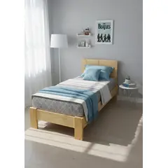 GENERICO - CAMA CON PIECERA PINO DE 1 .5PLZ COLOR NATURAL