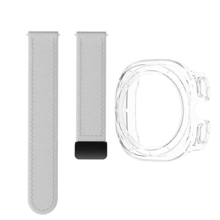 Bumper Clear + Correa De Cuero Para Samsung Watch 7 Ultra 47mm Gris
