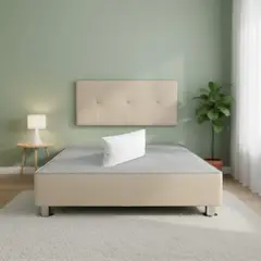 MUEBLES MACRUMO - Cama tapizada Brisa + almohada - 2 Plz - Color Beige