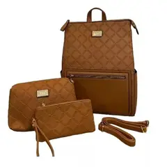 MARCO XENIA - Mochila portalaptop pack de 3 piezas - Camel