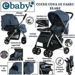 EBABY - COCHE CUNA DE PASEO BLAKE - AZUL