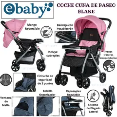 EBABY - COCHE CUNA DE PASEO BLAKE - ROSADO
