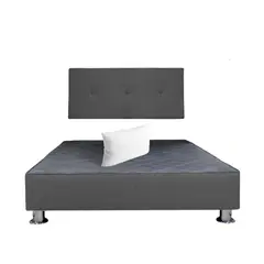 MUEBLES MACRUMO - Cama tapizada Brisa + almohada - 2 Plz - Color Plomo