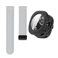 GENERICO - Cover Bumper Negro + Correa Leather para SAMSUNG WATCH 7 ULTRA 47MM Gris