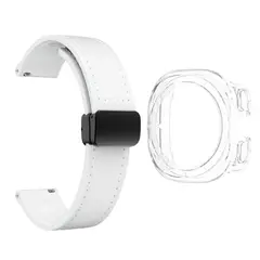 GENERICO - Cover Bumper Clear + Correa Leather para SAMSUNG WATCH 7 ULTRA 47MM Blanco
