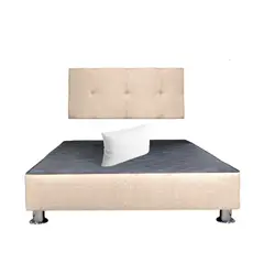 MUEBLES MACRUMO - Cama tapizada Brisa - King Plz - Tela Antifluido Beige + Almohada