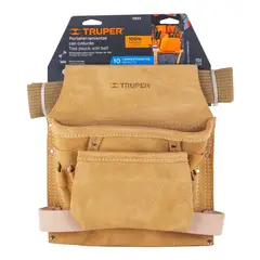 TRUPER - Cinturón Porta Herramientas de Carnaza, 10 Compartimentos