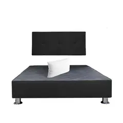 MUEBLES MACRUMO - Cama tapizada Brisa + almohada - Queen Plz - Color Negro
