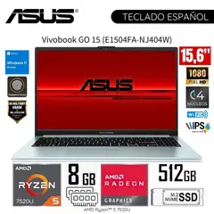 ASUS - Laptop E1504FA-NJ404W AMD Ryzen5-7000 8GB RAM 512GB SSD 15.6" FHD Windows 11 Home