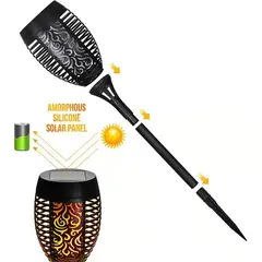 OEM - Antorcha Amarilla tipo Estaca para Jardin Vintage Luz LED Solar