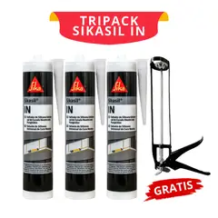 SIKA - 3 Silicona Neutra Antihongos Sikasil IN Transparente x 280ml + Pistola