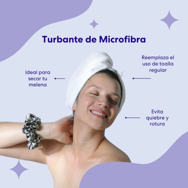Turbante de microfibra - Secado Anti Frizz Adulto Color Entero