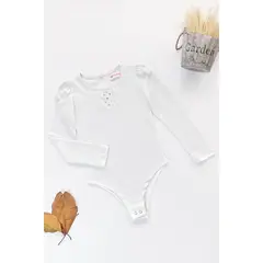 KIDS MASHMELO - Body para Niña de Gamuza con Pedrería y Mangas Abullonadas