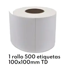 JPSYSTEMS - 1 rollos de 500 etiquetas adhesivas térmico TD 100x100mm