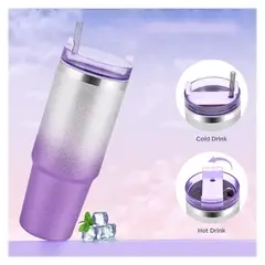 GENERICO - Vaso Tomatodo Botella Termico Escarchada 890ML Morada