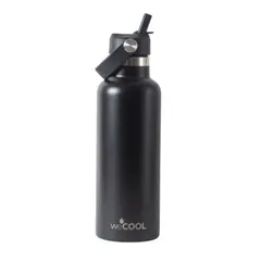 WECOOL - Botella Térmica 650 ml Negra de Acero Inoxidable con Tapa de Pico Antifugas