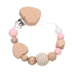 LUCALAND - Porta chupón de silicona corazón rosa bebé