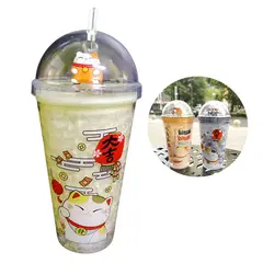 ELMEJORPRECIO - Vaso Tomatodo 450ml Con Luces Y Diseño De Gato Amarillo