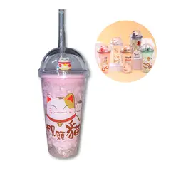 ELMEJORPRECIO - Vaso Tomatodo 450ml Con Luces Y Diseño De Gato Rosado