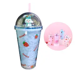 ELMEJORPRECIO - Vaso Tomatodo 450ml Con Luces Y Diseño De Conejo Celeste