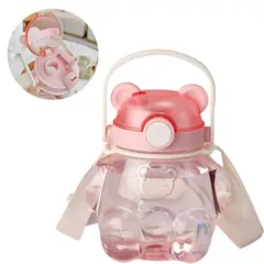 ELMEJORPRECIO - Tomatodo Portátil Oso Backpack con Stickers 3D de 800 ml Rosado