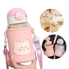 ELMEJORPRECIO - Tomatodo Baby Bear con colgador y stickers 3D de 650ml Rosa