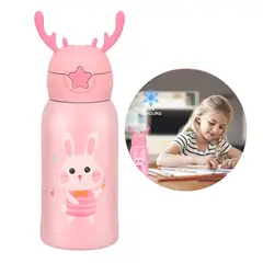 ELMEJORPRECIO - Termo Portátil 2 en 1 De 500ml Forma Venado Diseño Conejo