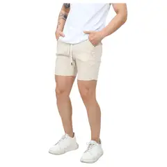 ENKI - Short Deportivo Hombre Urbanlite Flex Tela Stone Casual Bolsillos Laterales Streetwear