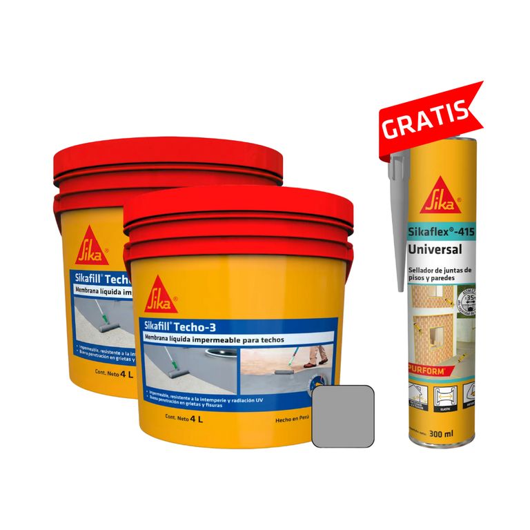 2 Impermeabilizante Sikafill Techo3 Grisx4L+1 Sellador Sikaflex 415